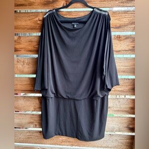 Enfocus woman black slit sleeve with shoulder rhinestone detail size 20